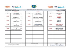 Orario di gioco del 10 - 11 e 12 luglio.